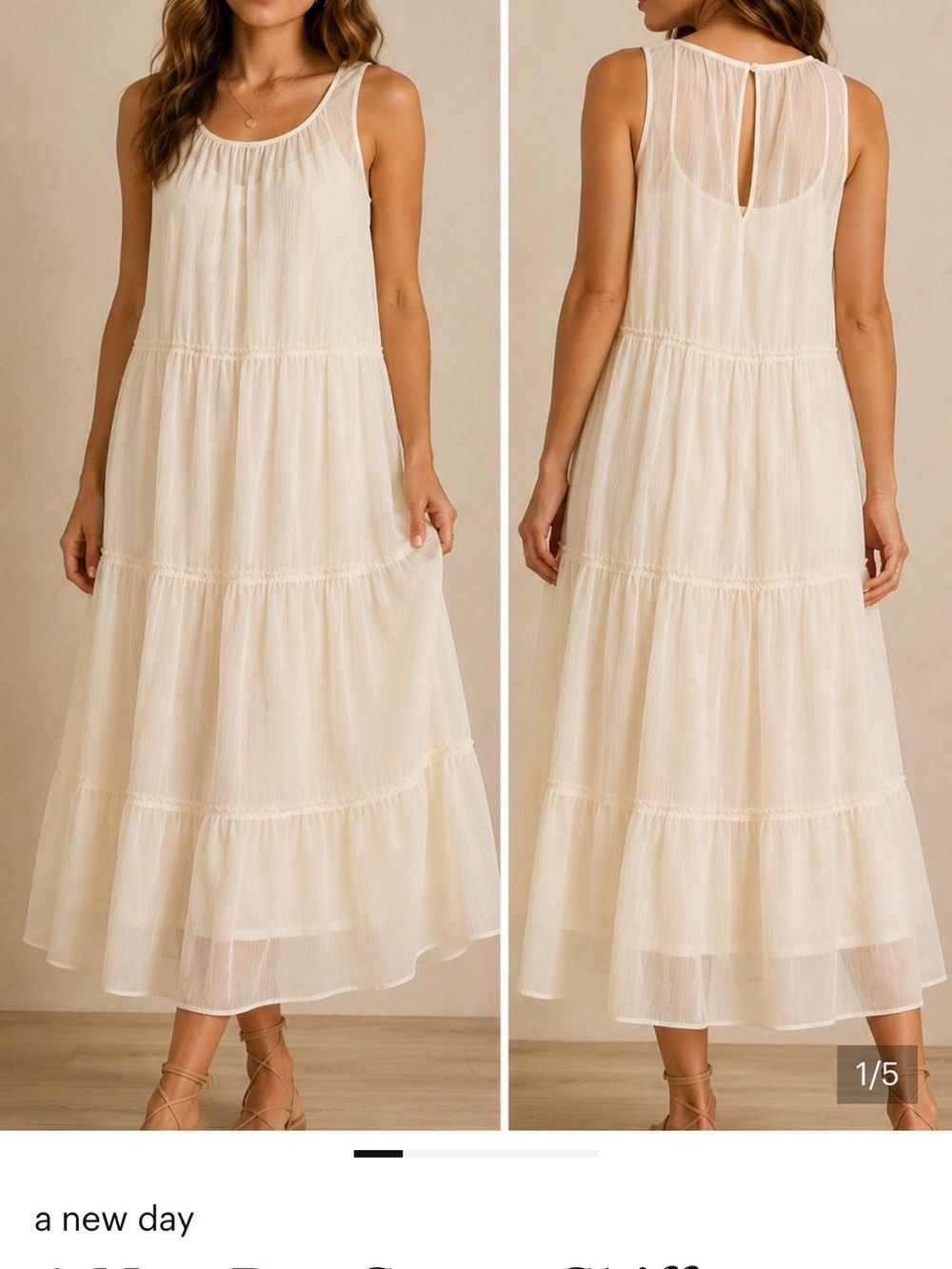 a new day Cream Maxi Dress with Smocked Waist